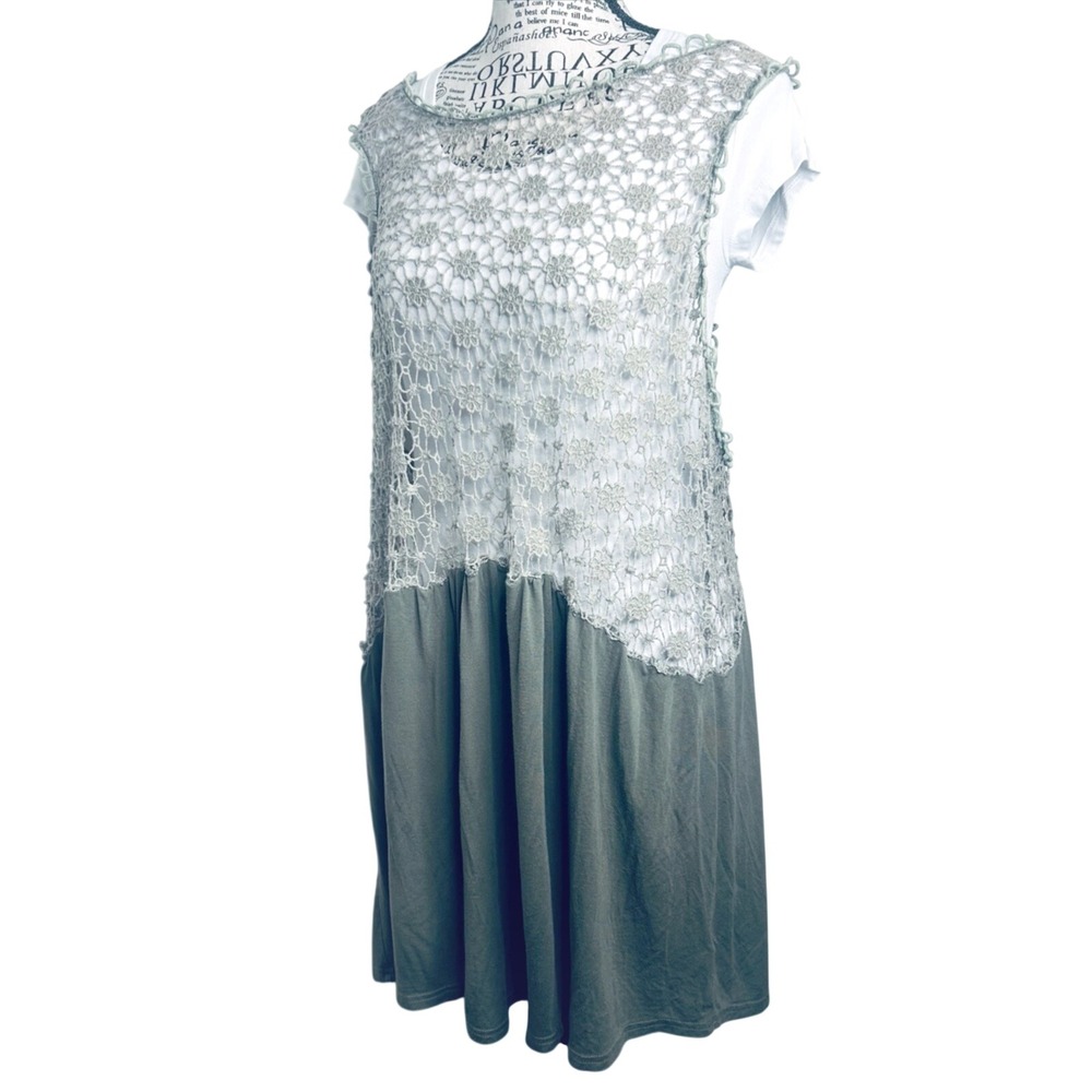 Y2k Boho Crochet Lace Corset Back Vest Tunic Med Fairy Boho Festival Indie